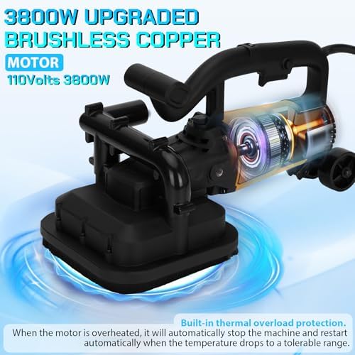 4-Head Electric Diamond Polisher Machine, 8" grinding diameters and 3pcs Diamond Grinding Wheels, 3800W Concrete Grinder for Polishing Stone Concrete Surface, Metal Descaling and Thinset Removing
