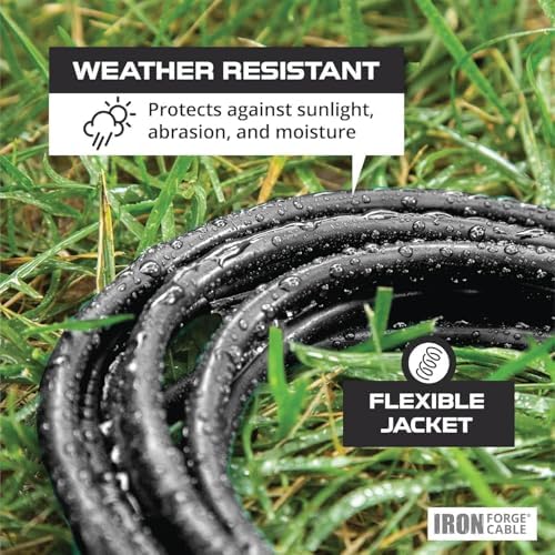 Iron Forge Cable 10 Gauge Extension Cord Heavy Duty, 15 Ft - Black SJTW