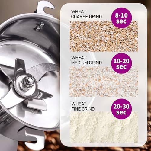 150g Grain Mill, 304 Stainless Steel Spice Grinder, 1500W High-speed Commercial Flour Mill, Superfine Flour Mill Grinder for Home, Grain Mill for Flour