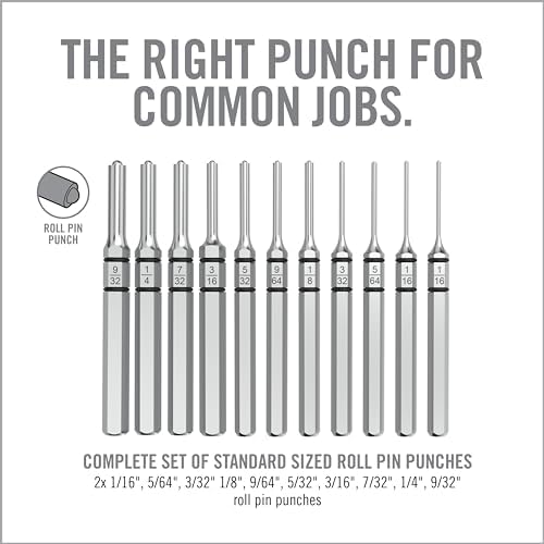 Real Avid 11-Piece Pin Punch Set - Portable All-in-One Punch Set with Storage Case - Choose Between Roll Pin, Standard or Brass and Steel Set