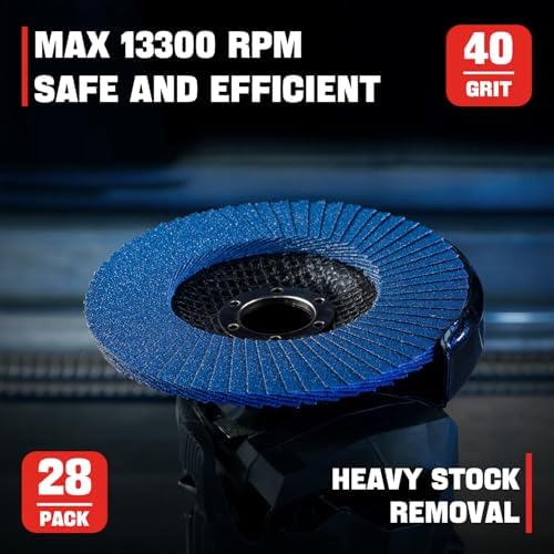 28 Pack 4 1/2 Inch Flap Disc Angle Grinder Sanding Disc Type 29 Flap Discs Premium High Density Jumbo 60 Grit Flap Sanding Disc