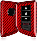 T-carbon Key Fob Cover with Keychain Fits Acura MDX 2023 4Buttons Smart Remote Keyless Accessories,Glass Fiber Key Case Protector Fits Acura Integra RDX RLX NSX ILX TLX TLX-L CDX 2022-2025 Red