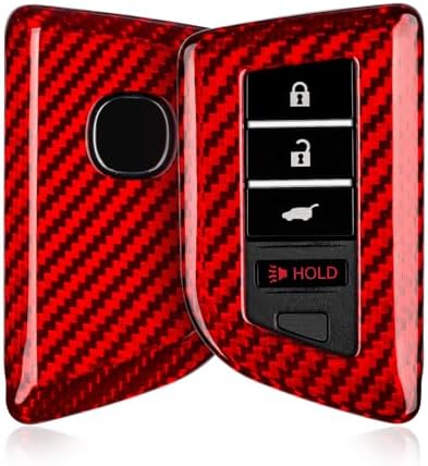 T-carbon Key Fob Cover with Keychain Fits Acura MDX 2023 4Buttons Smart Remote Keyless Accessories,Glass Fiber Key Case Protector Fits Acura Integra RDX RLX NSX ILX TLX TLX-L CDX 2022-2025 Red