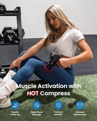 RENPHO Active Thermacool Deluxe Massage Gun with Charging Stand, Heat, Cold
