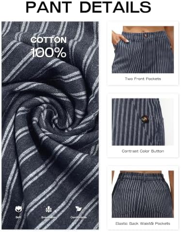 Bsubseach Womens Cotton Linen Pants Wide Leg Work Casual Pants