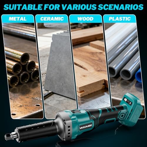 1100W Brushless Braking Die Grinder Compatible with Makita Battery, 3 Level Variable Speed Up to 26000RPM, 1/4" Precision Drill Chuck for Grinding, Polishing, Drilling (Batteries Not Included)
