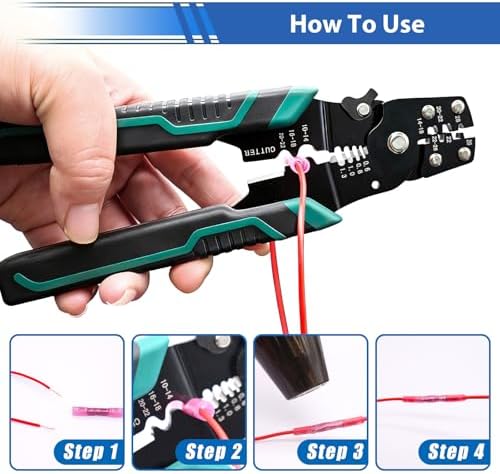 smseace 100PCS Heat Shrink Butt Connector with Crimping Tool 22-10AWG Waterproof Electrical Wire Crimp Connectors for Automotive Boat Stereo Industrial Equipment