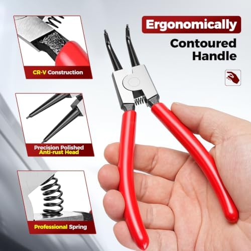 BILITOOLS 4PC External Snap Ring Pliers Set, 5" & 7" Circlip Kit