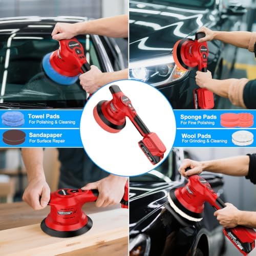 6-Inch Brushless Cordless Car Buffer Polisher, 8-Speed & 8000RPM