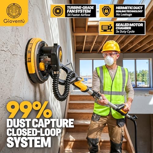 Electric Drywall sander with Vacuum, NSK Bearing& 26' Cord for Ceiling&Wall