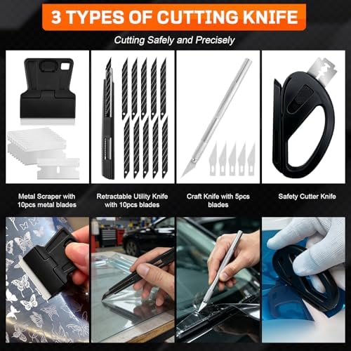 47PCS Vinyl Wrap Tool Window Tinting Kit with Heat Gun,Car Wrapping Kit for Window Tint Include Sponge Roller,Magnet Holder,Tint Squeegee,Film Cutter,Vinyl Tucking Tool for Car Film Installation