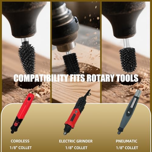 CAELUM Carbide Rotary Burr Set 3 Pcs, 1/8" Coarse, for Dremel Rotary Tools