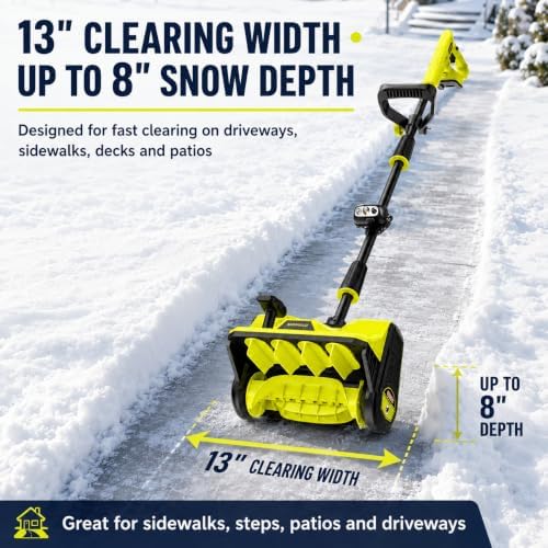 40V Brushless Cordless Snow Shovel, 13Inch Electric Snow Blower with 3 * 4.0 Ah Battery and Charger, Battery Powered Snow Removal with 25FT Throw Distance for Driveway,Steps, Patio, Sidewalk