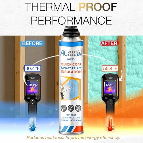 QuickCoat Closed Cell Spray Foam Insulation Kit for Wall–36x32.8oz(930g) Covers 720 Board Ft–DIY Expanding Sealant Set, Insulates Heat&Sound, Fills Gaps&Cracks–36 Foam Cans, Cleaner, Gun&Safety Gear