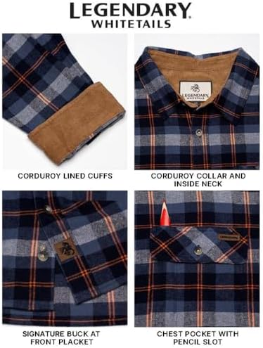 Legendary Whitetails Mens Flannel Long Sleeve Button Down 100% Cotton Shirt