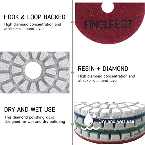 2 Inch Diamond Polishing Pads with 7Pcs Dry Wet Granite Stone Polish Pad Kit for Drill，50-3000 Grit Polishing Pad (5Pcs 400#（Dry/Wet）)