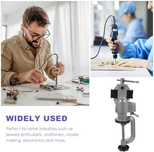 2-in-1 360° Rotatable Bench Vise Woodworking Table Clamp with Drill Press Mount, Portable Small Workholding Device for Workshop, Welding, and DIY Tasks