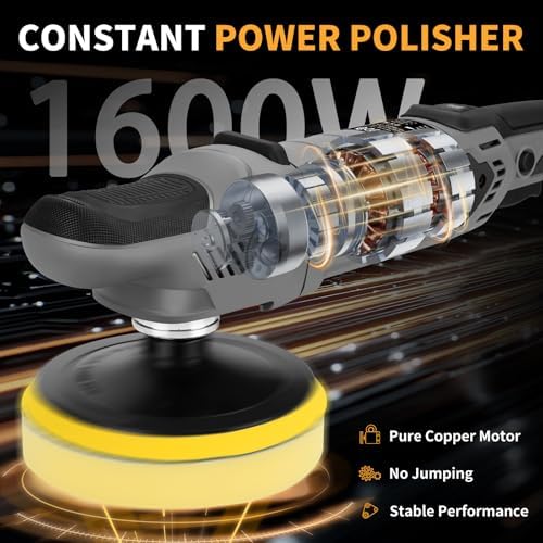 Car Buffer Polisher, Pulidora De Autos 5 Inch/7 Inch with 6 Variable Speed 600-3600rpm, Polishing Machine Kit with Detachable Handle & Buffing Pads, Pulidora for Car, Boat Sanding, Waxing