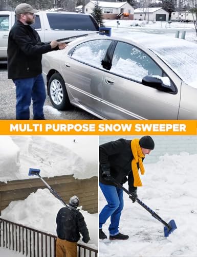 EcoNour 49" Snow Broom with Ice Scraper for Car Windshield & Windows