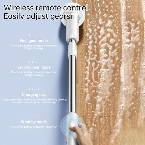 9-in-1 Electric Spin Scrubber with 9 Brush Heads Cordless Cleaning Brush Scrubber Adjustable Angle IPX5 LED Digital Display Screen Shower Cleaning Brush for Home Bathroom Kitchen (White)