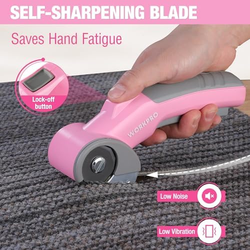 WORKPRO 4V Cordless Electric Scissors, Rechargeable Power Rotary Cutter