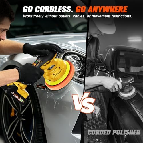 Cordless Dual Action Car Buffer Polisher, 8-Speed, 2*21V Batteries