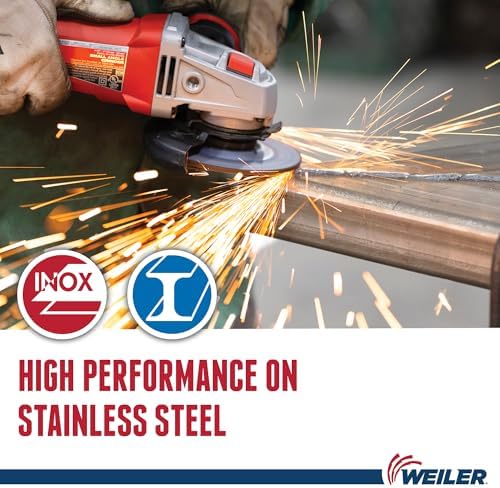 Weiler 58121 4-1/2" x 1/4" Tiger INOX Type 27 Grinding Wheel, INOX24R, 7/8" A.H. (Pack of 10)