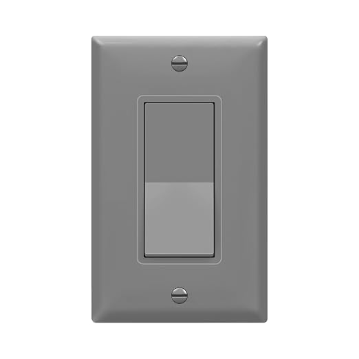 ENERLITES Decorator Switch with Wall Plate, Paddle Light Switch, 3-Way or Single Pole, 3 Wire, Grounding Screw, Residential Grade, 15A 120V, UL listed, 93150-GYWP, Gray with Wall Plate