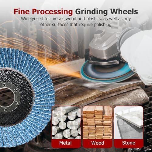 findmall 50 Pack 4-1/2" X 7/8" 80 GRIT Flap Disc Grinding Wheel Sandpaper