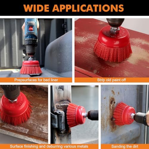 POLIWELL 2 Pack 4 Inch Abrasive Nylon Bristle Cup Brush