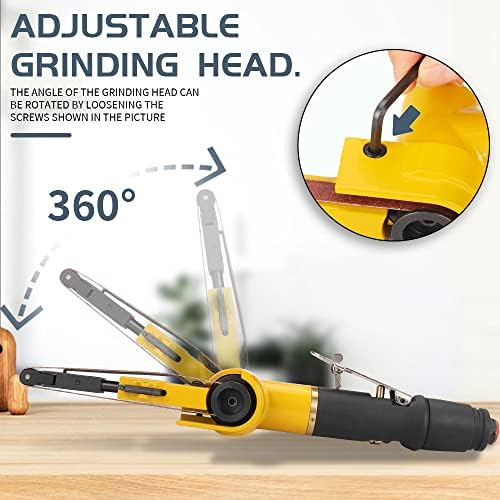 3/8''x 13'' Mini Air Belt Sander with 2 Sanding Belts (10mmx330mm) Pneumatic Tool Grinder Belt Sanders for Metal Working, Weld Removal, Blending, Contour Sanding, Finishing