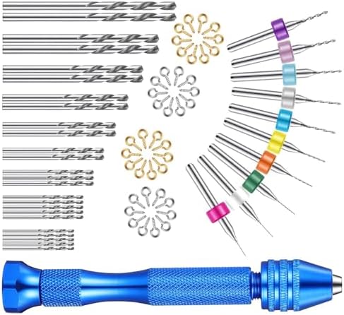 HOMSFOU 228pcs Mini Drill Bits Pin Vise Hand Drill Tools for Jewelry Making Crafts and Model Assembly Lightweight and Compact Design