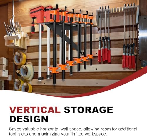 2-in-1 Pipe & Parallel Clamp Rack Organizer, Wall Mounted Clamp Storage