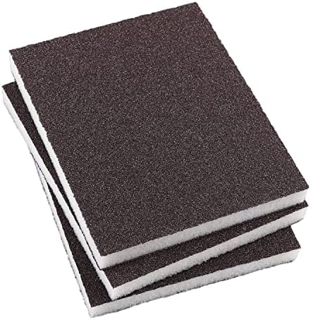 Utoolmart Sanding Sponge Sanding Blocks, 80 Grit Wet Dry Sandpaper Sponge, Washable and Reusable Sand Sponge Kit, for Kitchen Cookware Cleaning and Rust Removal of Rusted Metal, Grey, 4 Pcs