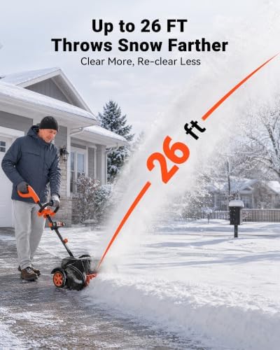 VOLTASK 48V 16.3-Inch Cordless Snow Shovel with LED Lights, Brushless Motor