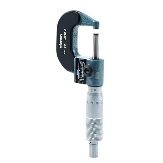 Mitutoyo 193-101 Digit Outside Micrometer, Ratchet Stop, 0-25mm Range, 0.01mm Graduation, +/-0.002mm Accuracy | Ratchet Stop, 0.01mm Graduation, +/-0.002mm Accuracy
