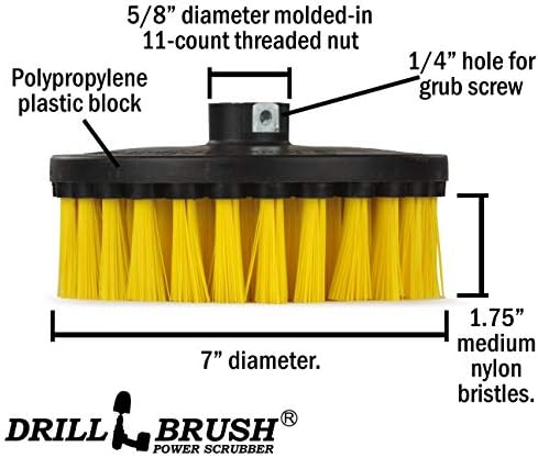 7in Boat Brush Variable Speed Polisher Attachment - Medium Yellow Bristles