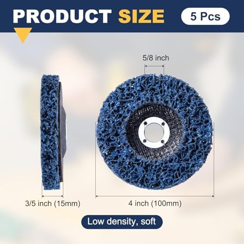 5Pcs 4" x5/8"(Arbor) Paint Stripper Discs for Angle Grinder Blue