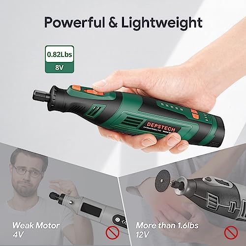 DEPSTECH Cordless Rotary Tool Kit, 8V 2.0Ah Rechargeable Battery, 30000RPM