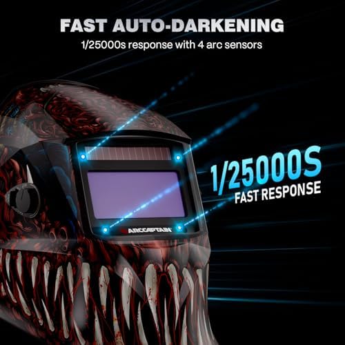ARCCAPTAIN Welding Helmet Auto Darkening, 1/25000s Response, Shade 4/9-13
