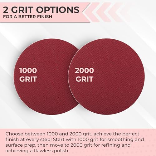 Sunmight Sunfoam Grip No Hole 3 Inch Sanding Discs - 1000 Grit Wet Dry Sandpaper for Car Paint, Headlights, Metal, Wood - Hook & Loop for Orbital & DA Sanders - Polishing & Finishing Abrasive (20 Pcs)