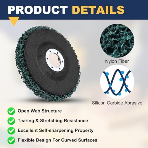 3Pcs 4.5"x7/8"(Arbor) Paint Stripper Discs for Angle Grinder Green
