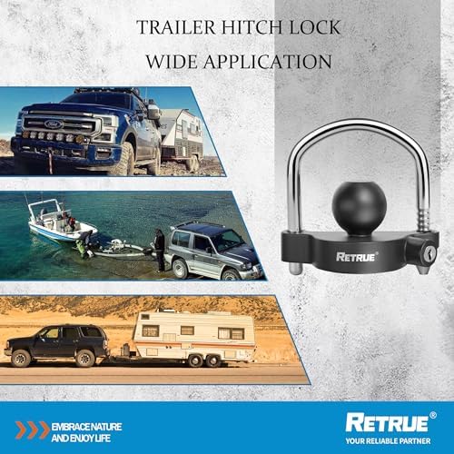 RETRUE Trailer Coupler Lock, Adjustable Hitch Ball Lock, Matte Black