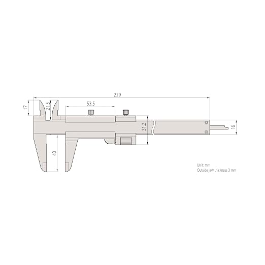 Mitutoyo 532-121 Vernier Caliper, Stainless Steel, Inch/Metric, 0-11" Range, +/-0.0015" Accuracy, 0.001" Resolution