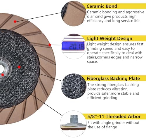 7" Ceramic Bond Diamond Cup Wheel for Concrete, 5/8-11, 100 Grit