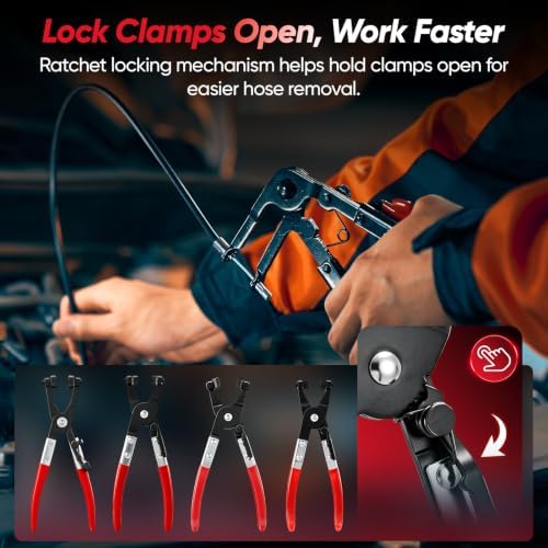 Sakerplus Hose Clamp Pliers Set, Long Reach Automotive Clamp Removal Kit