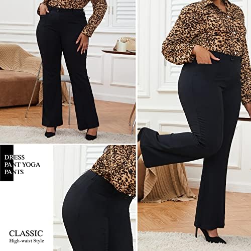 DGD Wrinkle-Free Stretch Dress Pants Plus Size for Women Pull-on Pant Ease into Comfort Office Pant