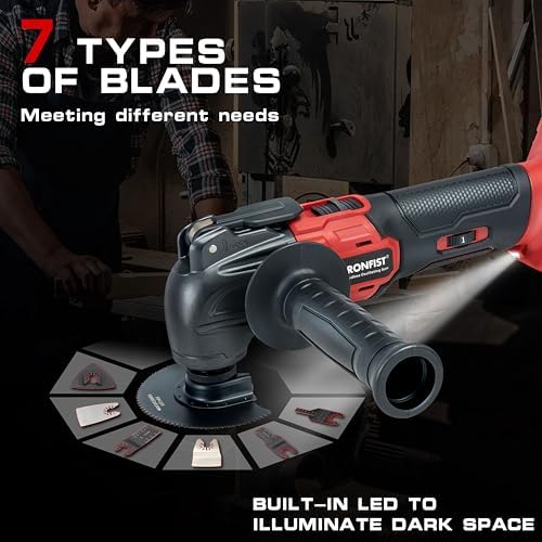 IRONFIST Cordless Oscillating Tools Compatible with MILWAUKEE M18, 6 Speed 8000-20500RPM, Brushless Motor Cordless Multi-Tool for Scraping, Sanding,Cutting Wood (BATTERY NOT INCLUDE)