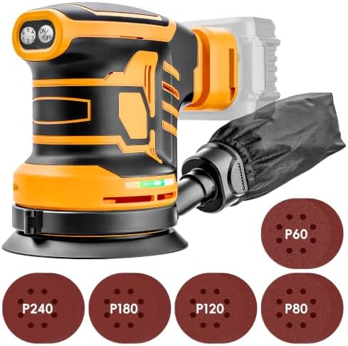 Cordless 5-Inch Random Orbital Sander Compatible with DeWalt 20V Battery