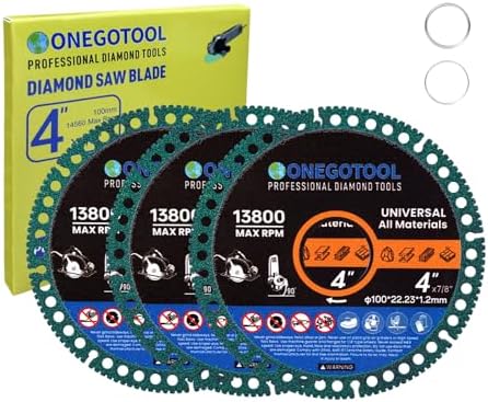 4 inch Indestructible Cutting Discs for Angle Grinder 7/8" Blades Cut Off Wheels Tool Diamond Metal rebar Porcelain Tile Granite Marble Smooth Cutter (3pcs)